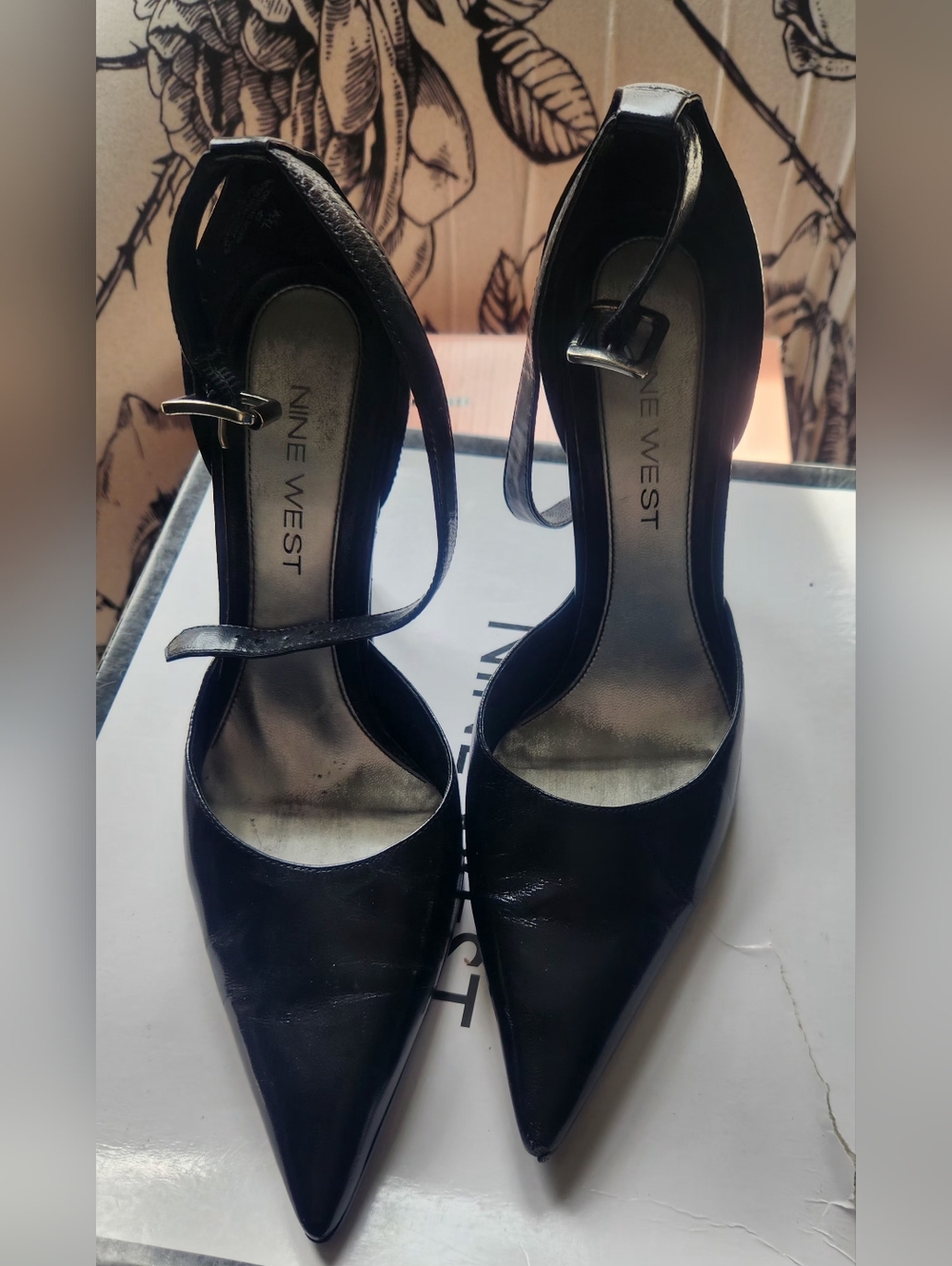 Nine West Black Pointed-Toe Mary Jane Pumps